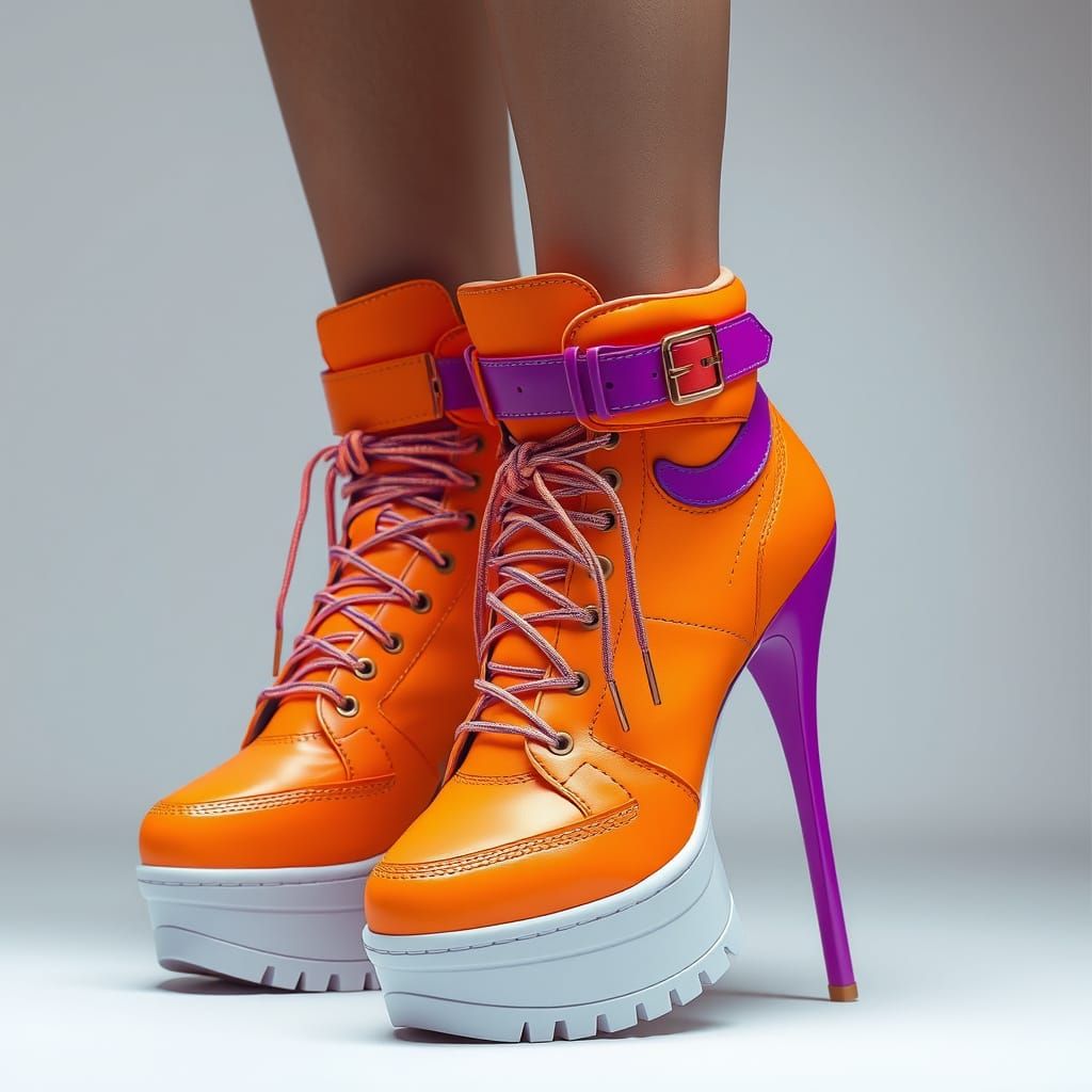 Vibrant Futuristic Sneakers with Stiletto Heels
