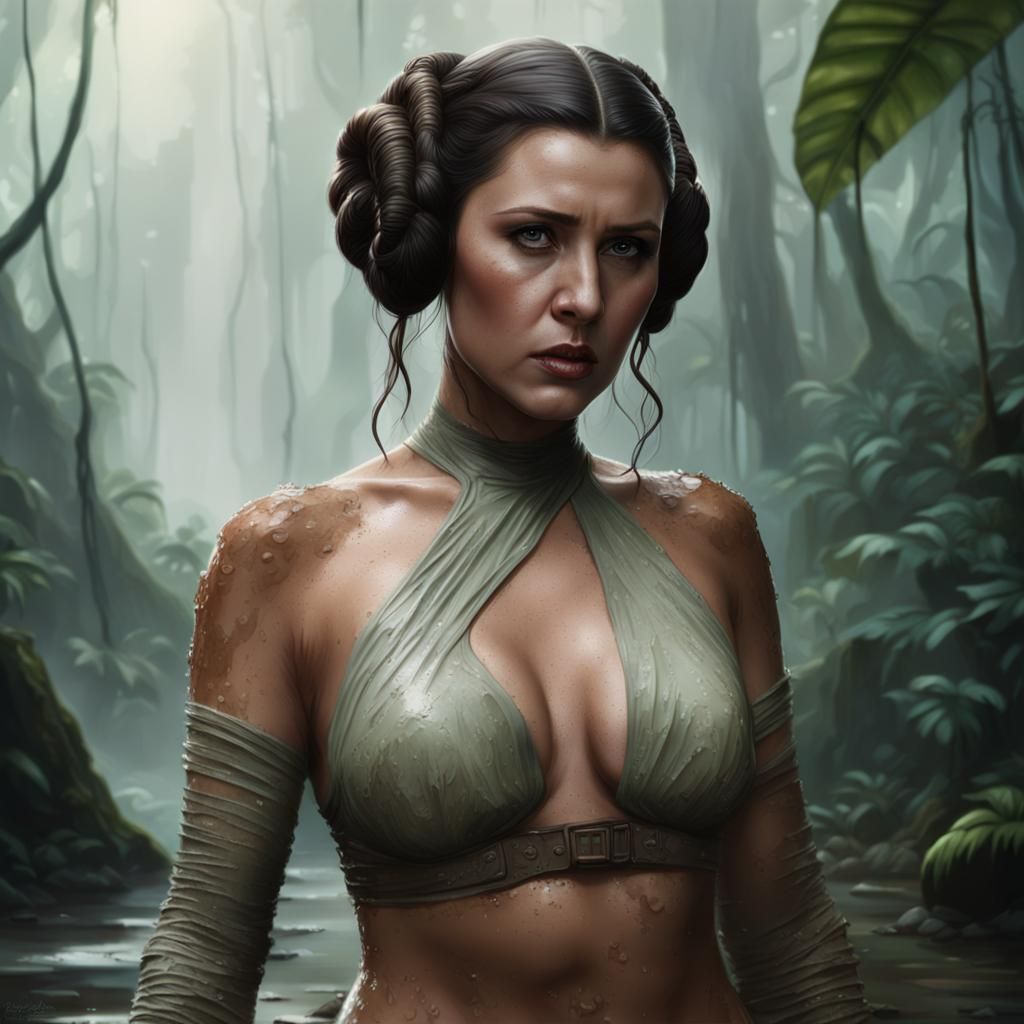 Princess Leia in Jungle, Digital Matte Painting