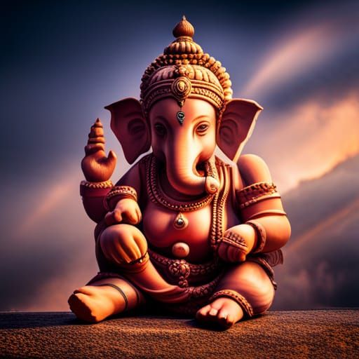 Hyperrealistic Ganesh with Intricate Details in HDR