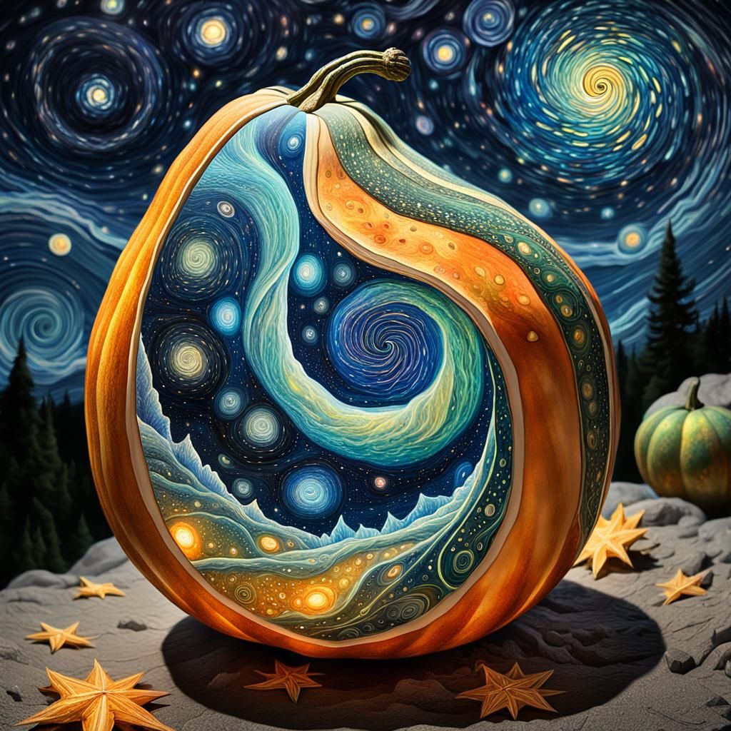 Glowing Cosmic Gourd in Astral Illustration