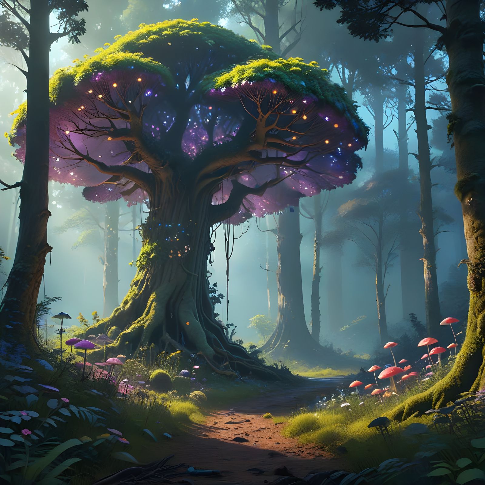 Enchanted Summer Forest in Whimsical Detail