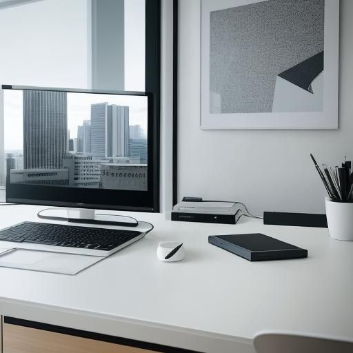 Sleek Modern Office Interior with Futuristic Computer