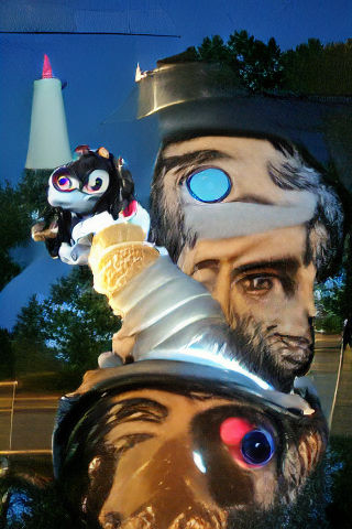 Eyeball Lincoln on Chrome Bear in Dark Dusk