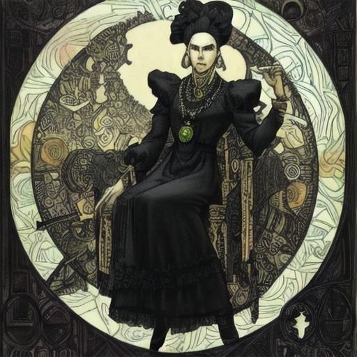 Medieval Woman in Amber Jewelry, Solarpunk Art