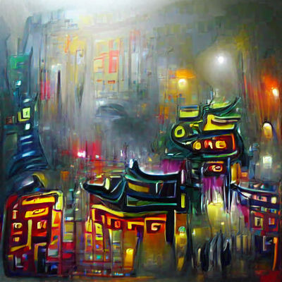 Eerie Chinatown Street Scene at Night