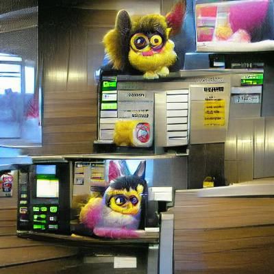 Furby Working at McDonald's Restaurant