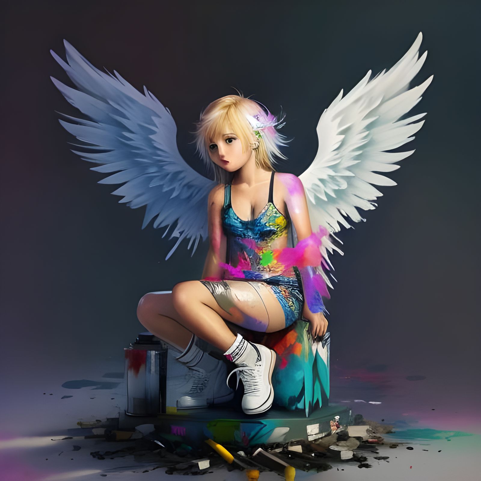 Graffiti Watercolor Guardian Angel Art