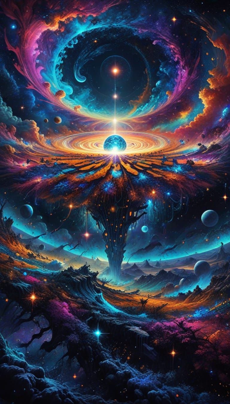 Cosmic Vortex Whirls Through the Falling World in Vibrant, I...
