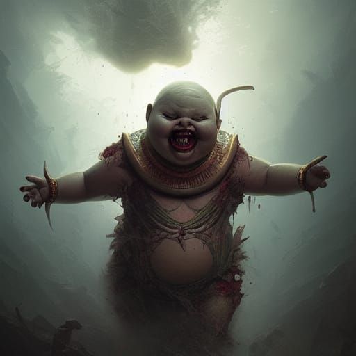 Demonic Pharaoh Cabbage Patch Doll: Hyperrealistic Dark Fant...