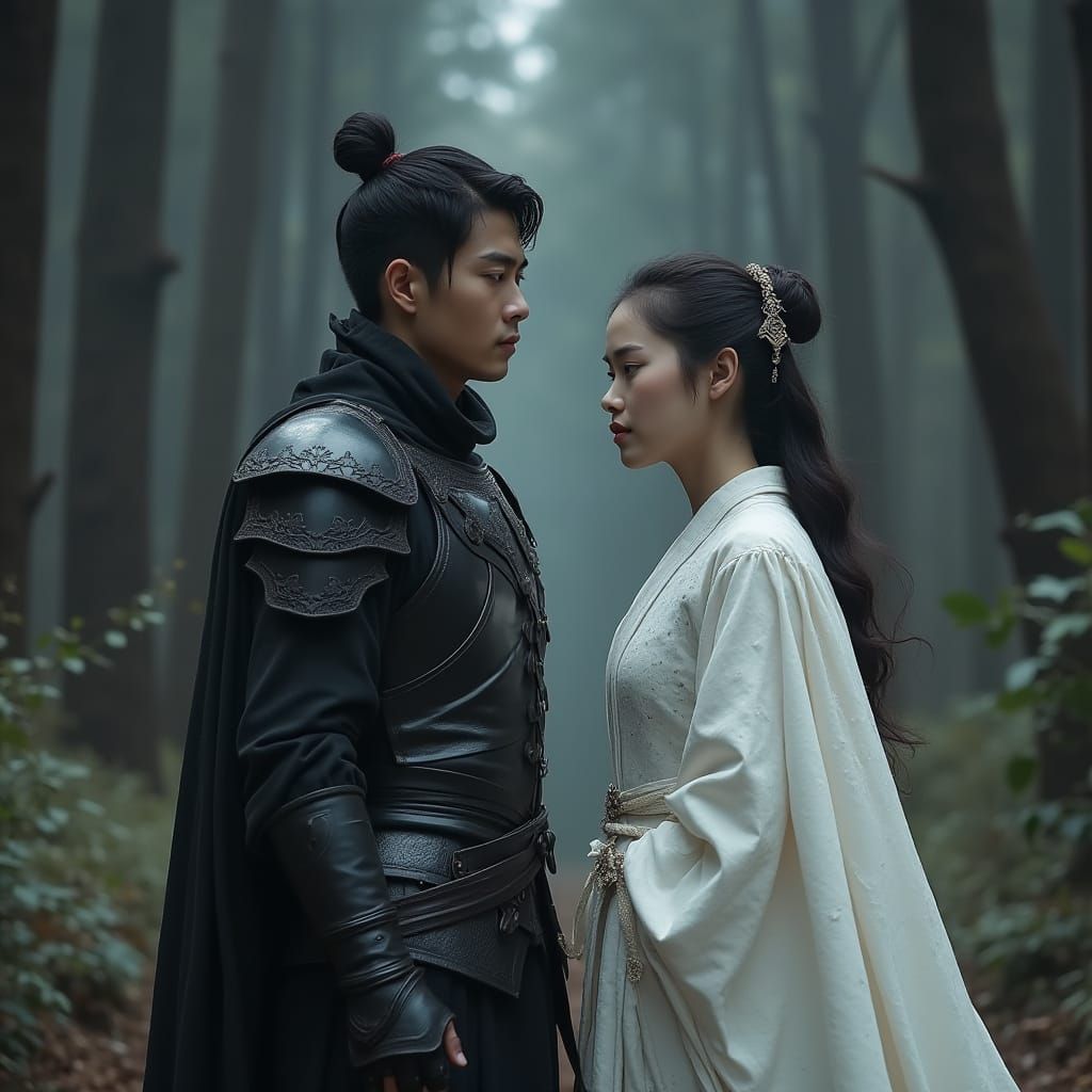 Jinwoo and Cha Hae-In in Dark Fantasy World