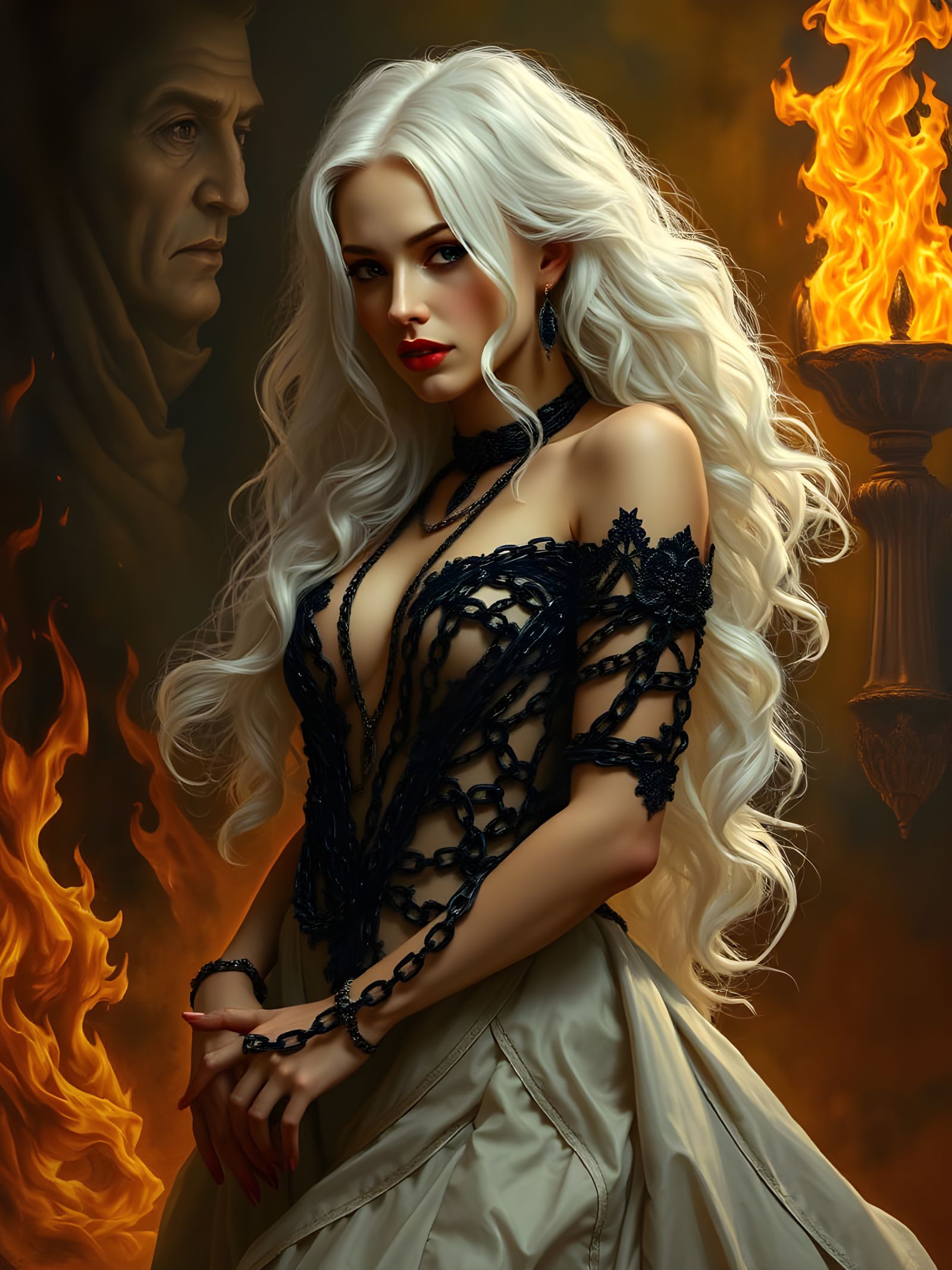 Elegant Vampire Maiden in Gothic Horror