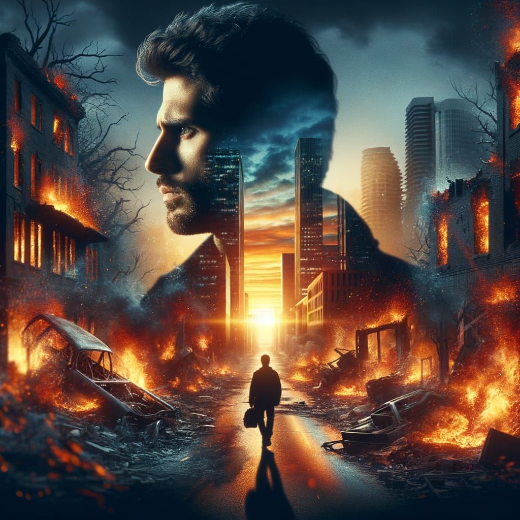 Post-Apocalyptic Double Exposure: Cinematic Urban Ruin