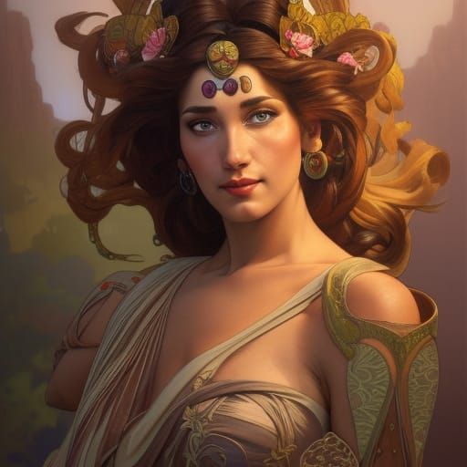 Art Nouveau Portrait of Teela-Na with Oasis