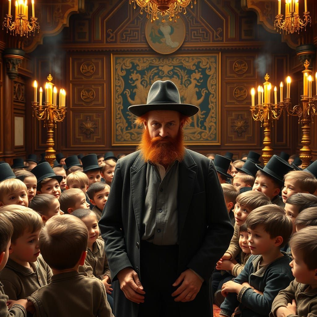 Mystical Chassidic Gathering in a Golden Synagogue