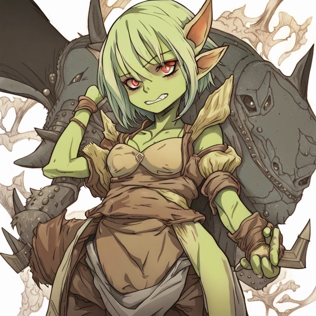 Anime Manga Style Female Goblin Character