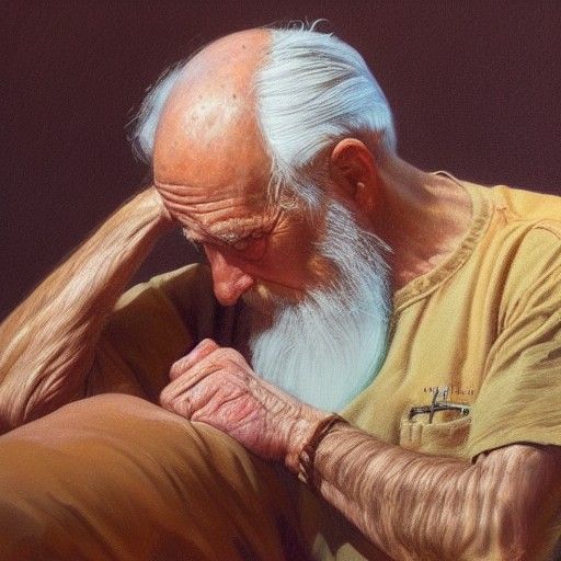 Oil Painting of Old Man in Classical Realism