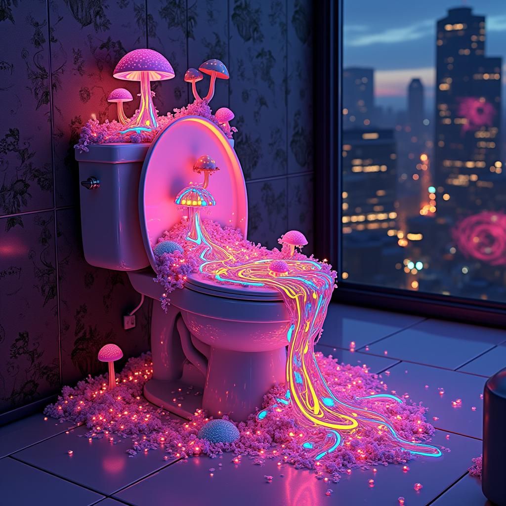 Skibidi Toilet Rave in a Futuristic Jungle Scene