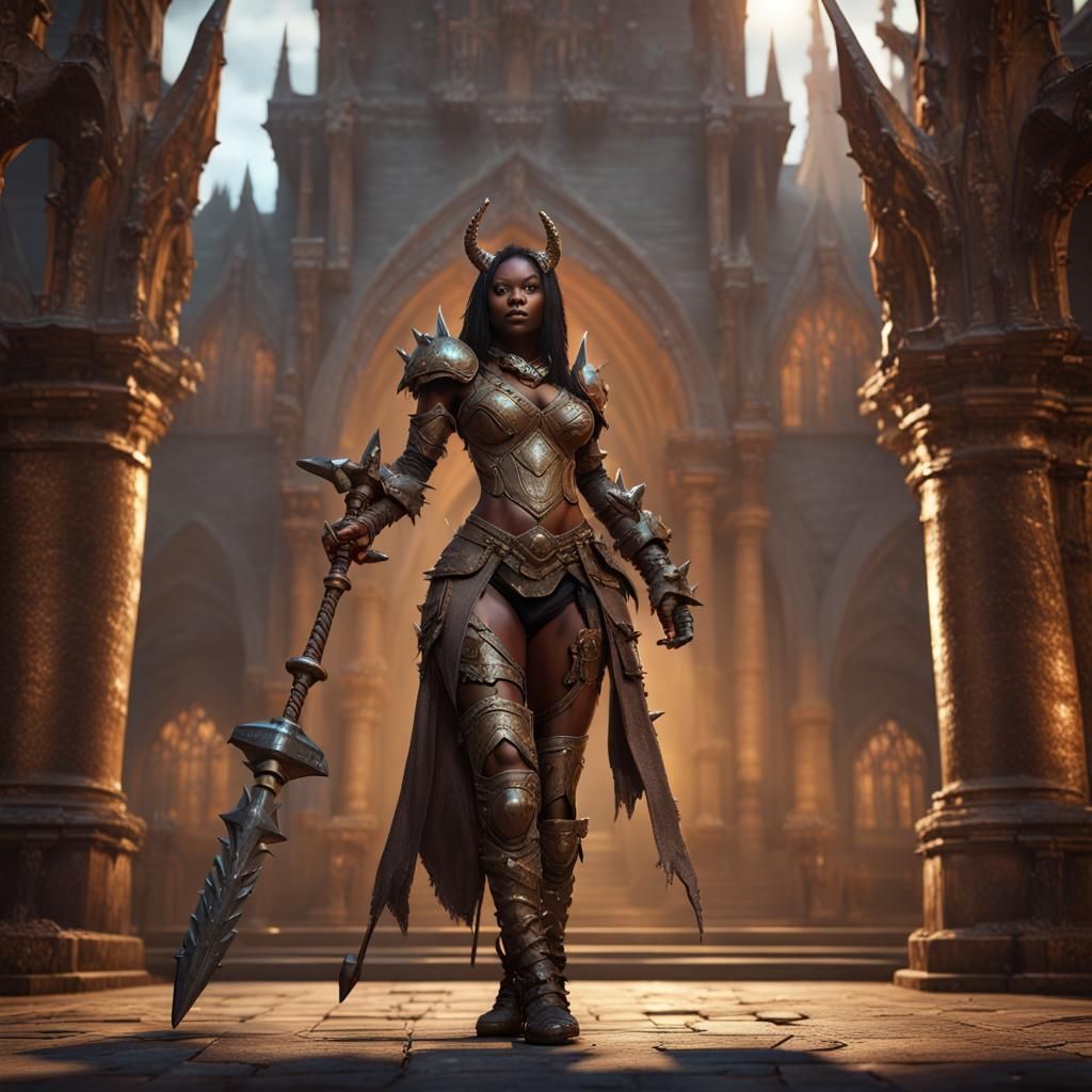 Dark Fantasy Wooden Demon Warrior in Armor