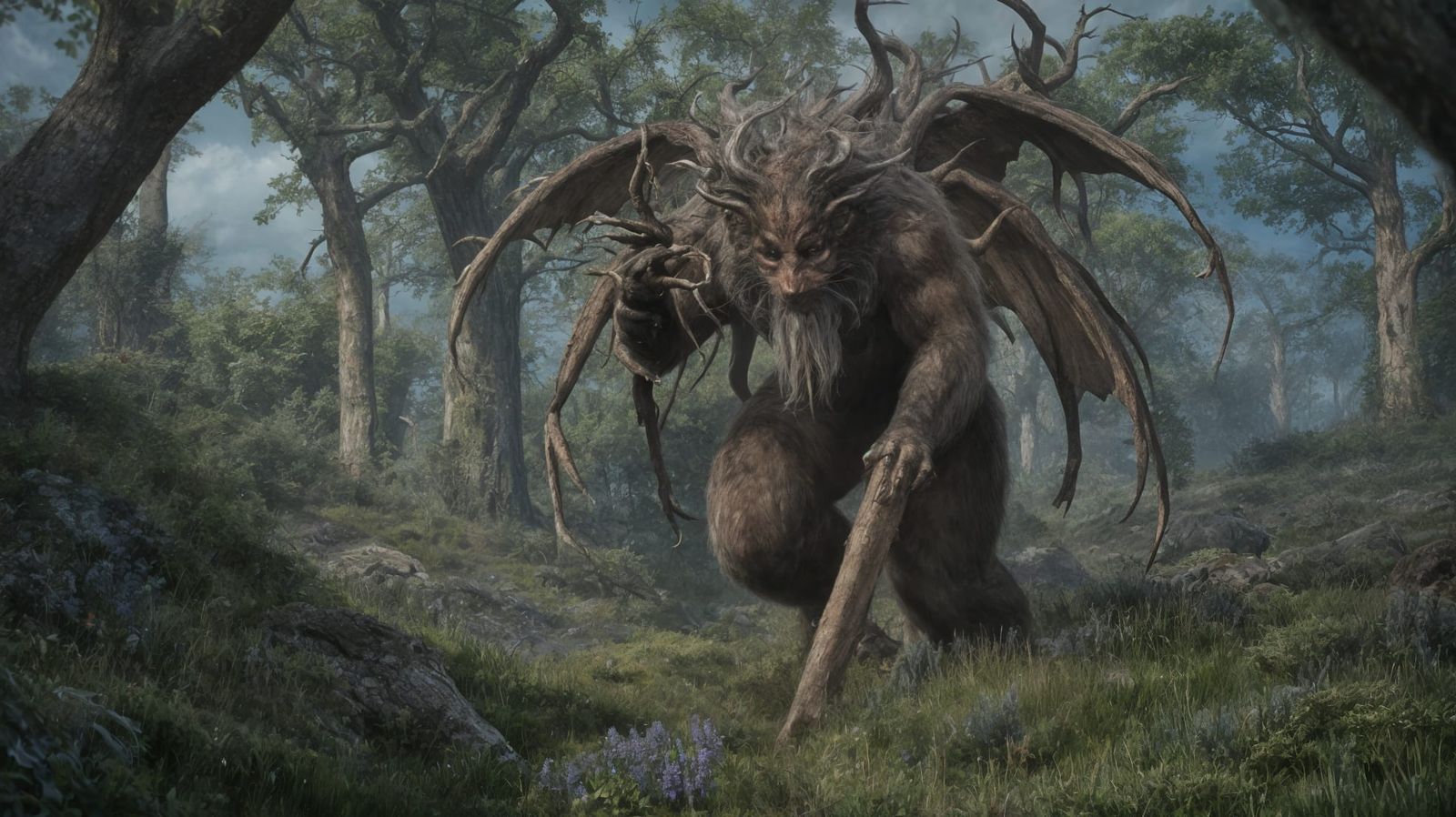 Mythical Forest Guardian: Photorealistic Digital Illustratio...
