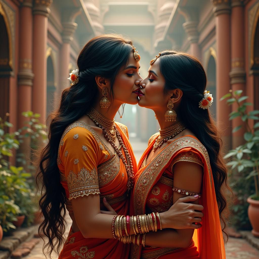 Loving Kiss in a Mythical Indian City