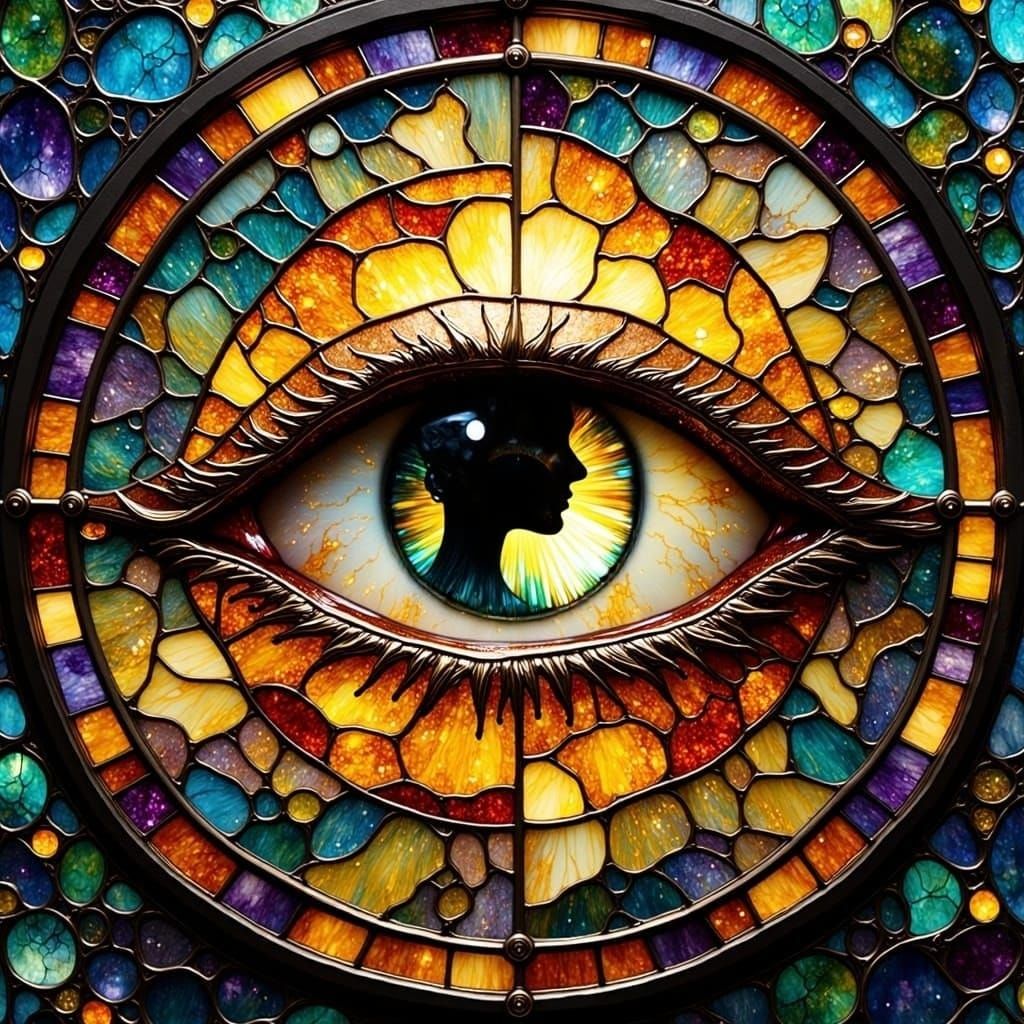 Stained Glass Silhouette of a Beautiful Woman