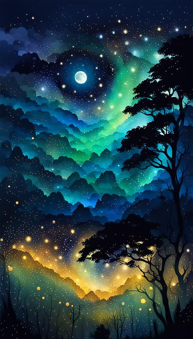 Magical Abstract Midsummer Night Dreamscape