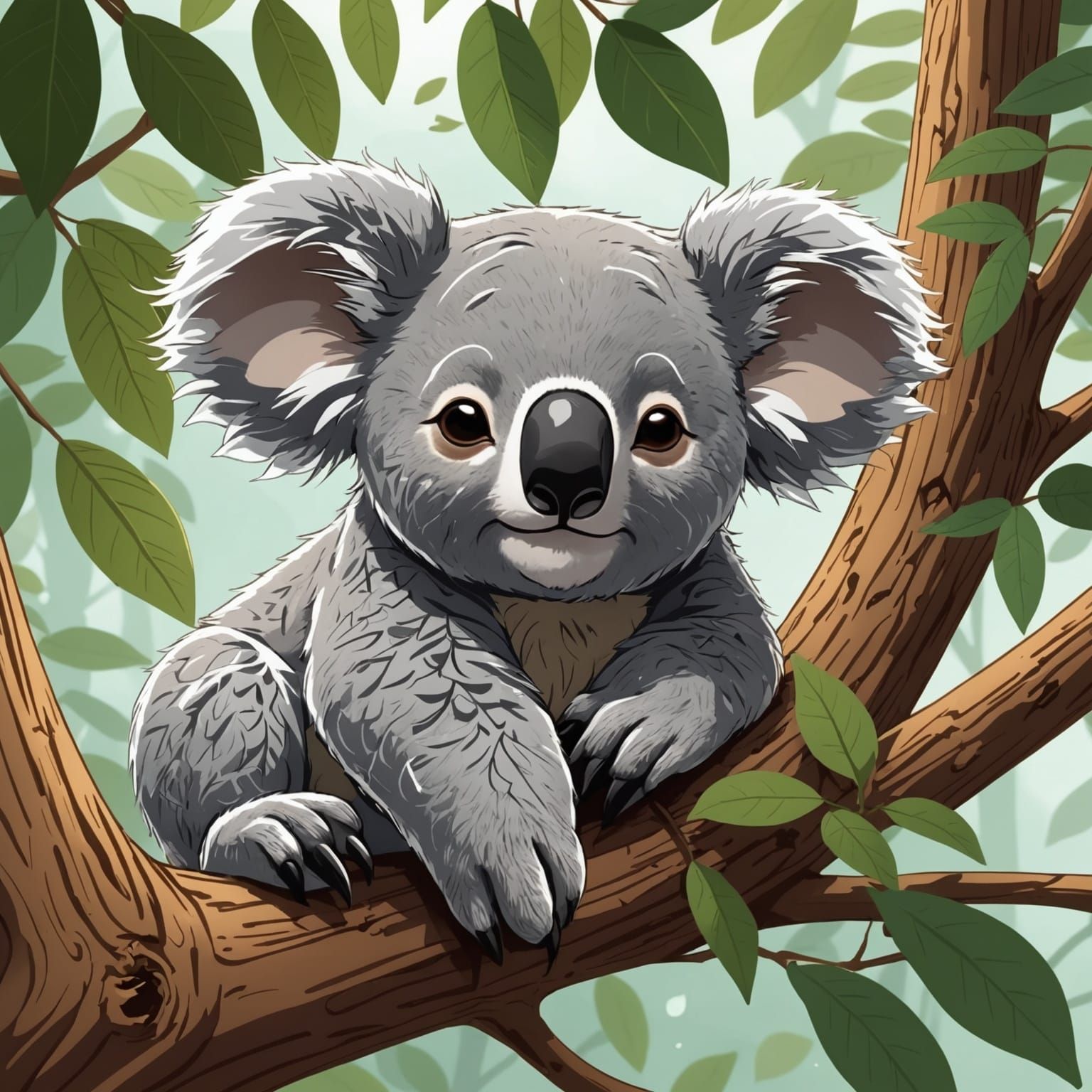 Koala Nap in Anime Style