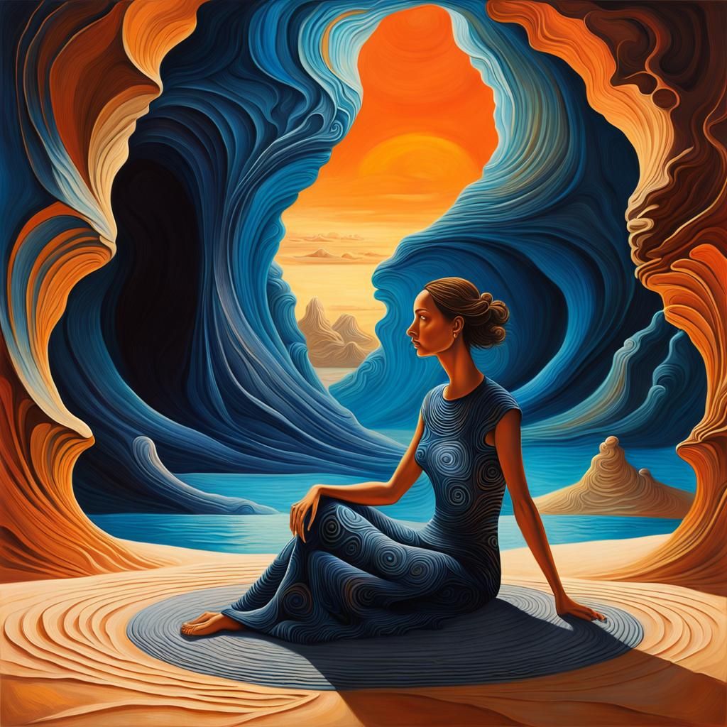 Surreal Cavern Scene in a Dark Surrealist Style