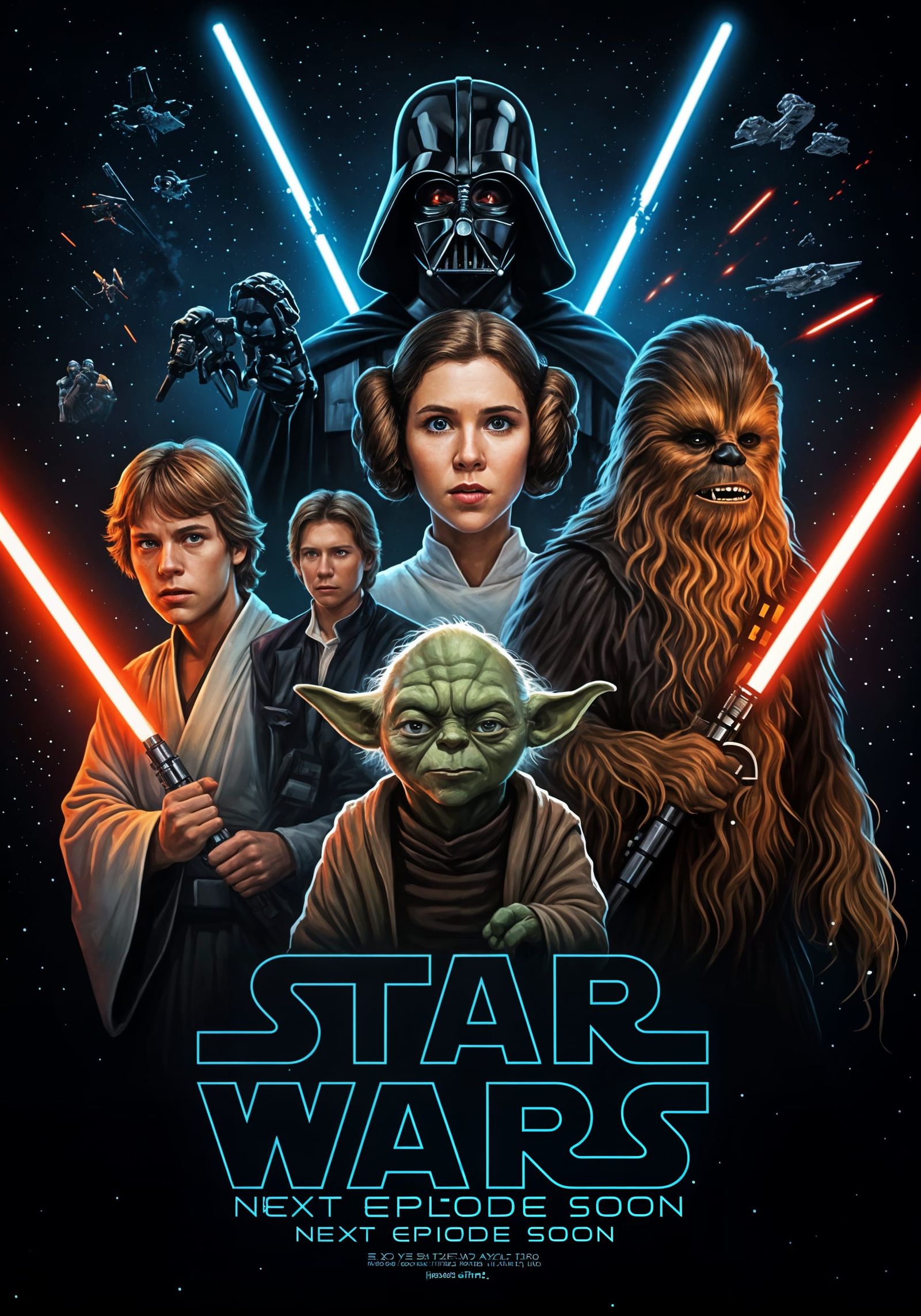 Epic Star Wars Character Collage in Bold Cinematic Style