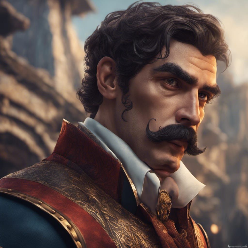 Detailed Matte Painting of Brunette Man