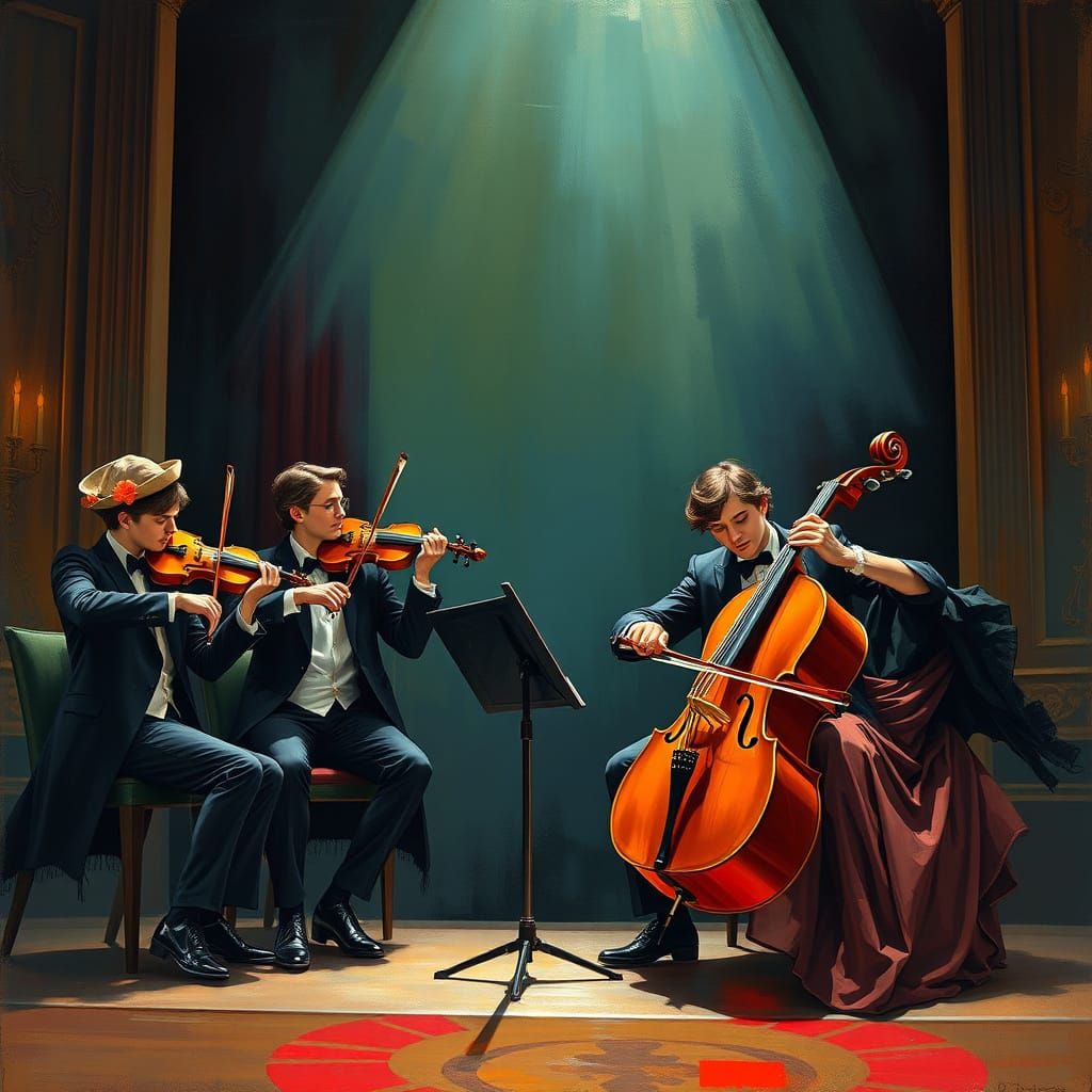 Musicians in Elegant Art Nouveau Style