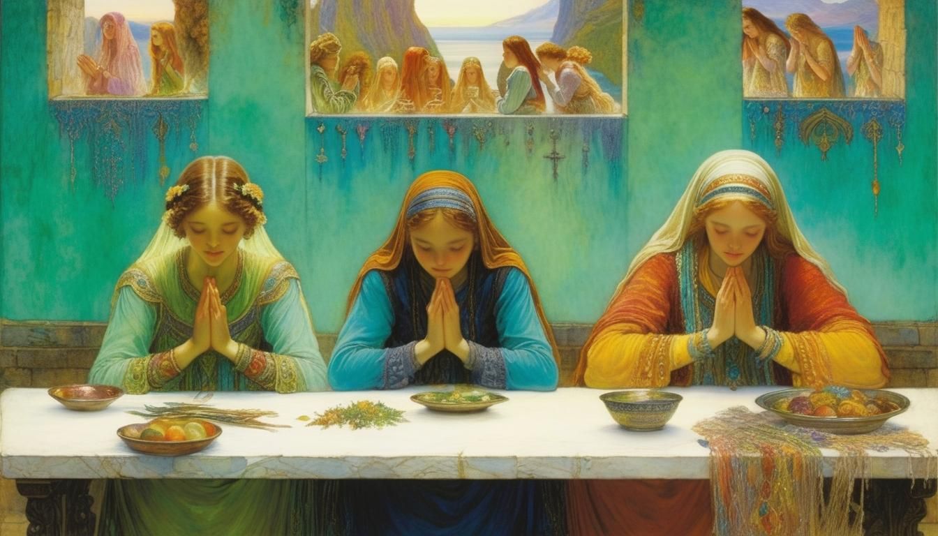 Women Praying, Inspired by Art Nouveau