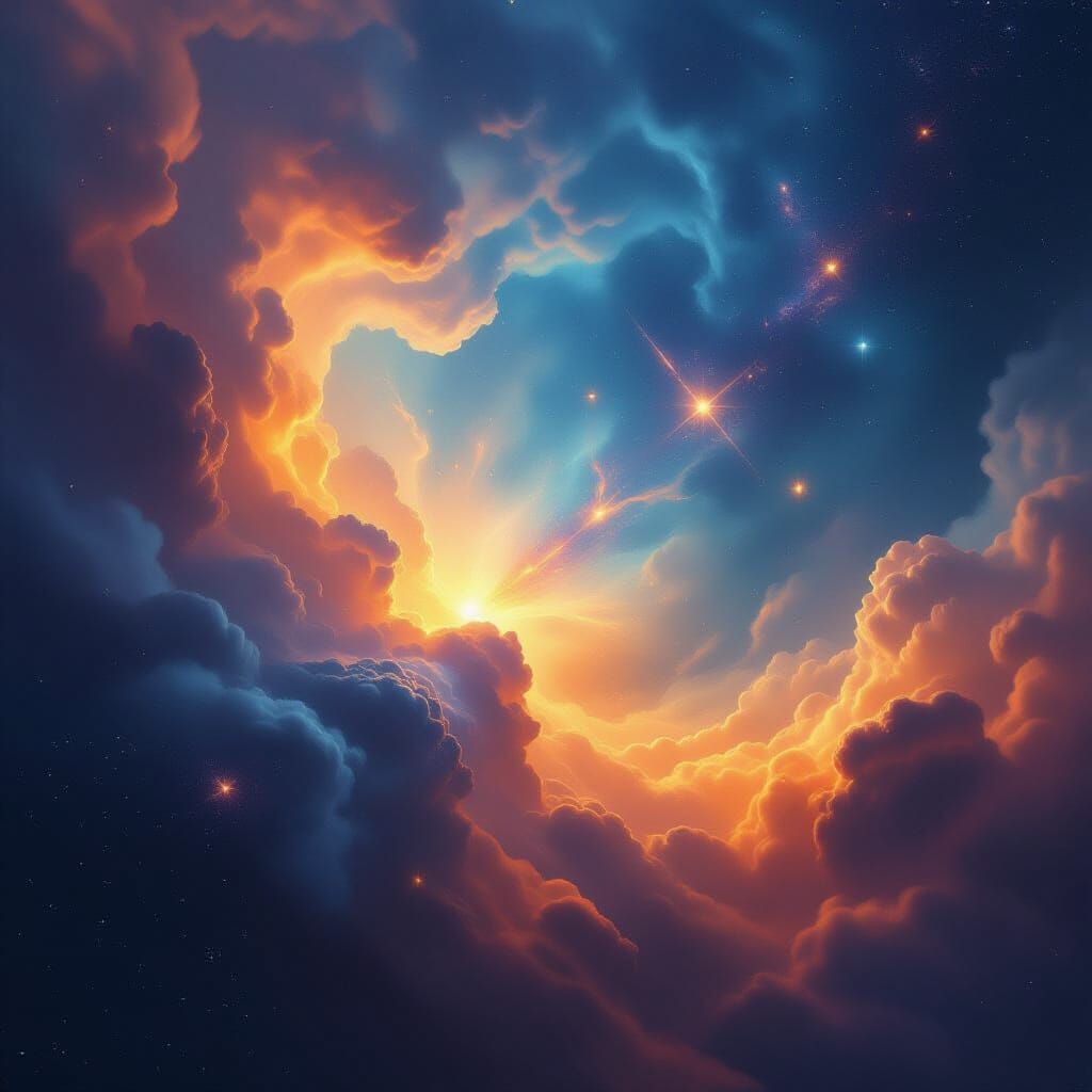 Galactic Transition: Blues to Oranges in Digital Matte Paint...