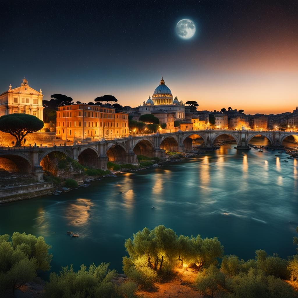 Rome Panorama in Bay of Beit Bay at Golden Hour