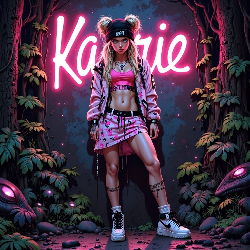 Enchanting Forest Portrait with Edgy Urban Fashion