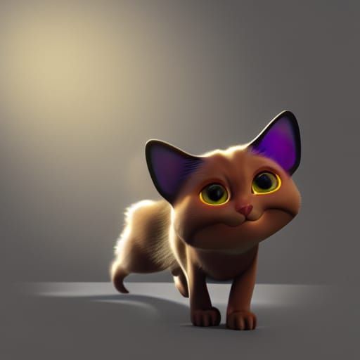 Cute Cat Concept Art in 3D Digital Style