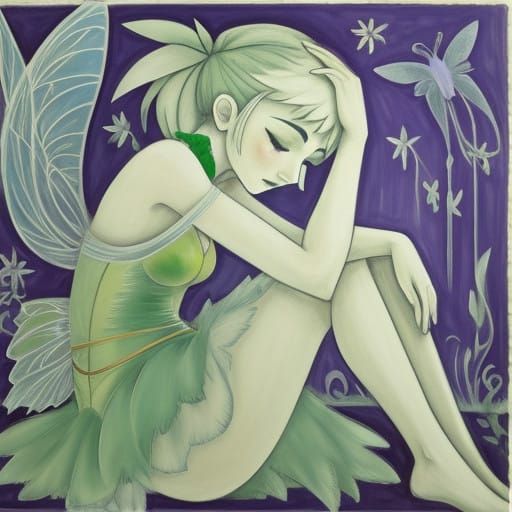 Fairy in Matisse-Inspired Weeping Art