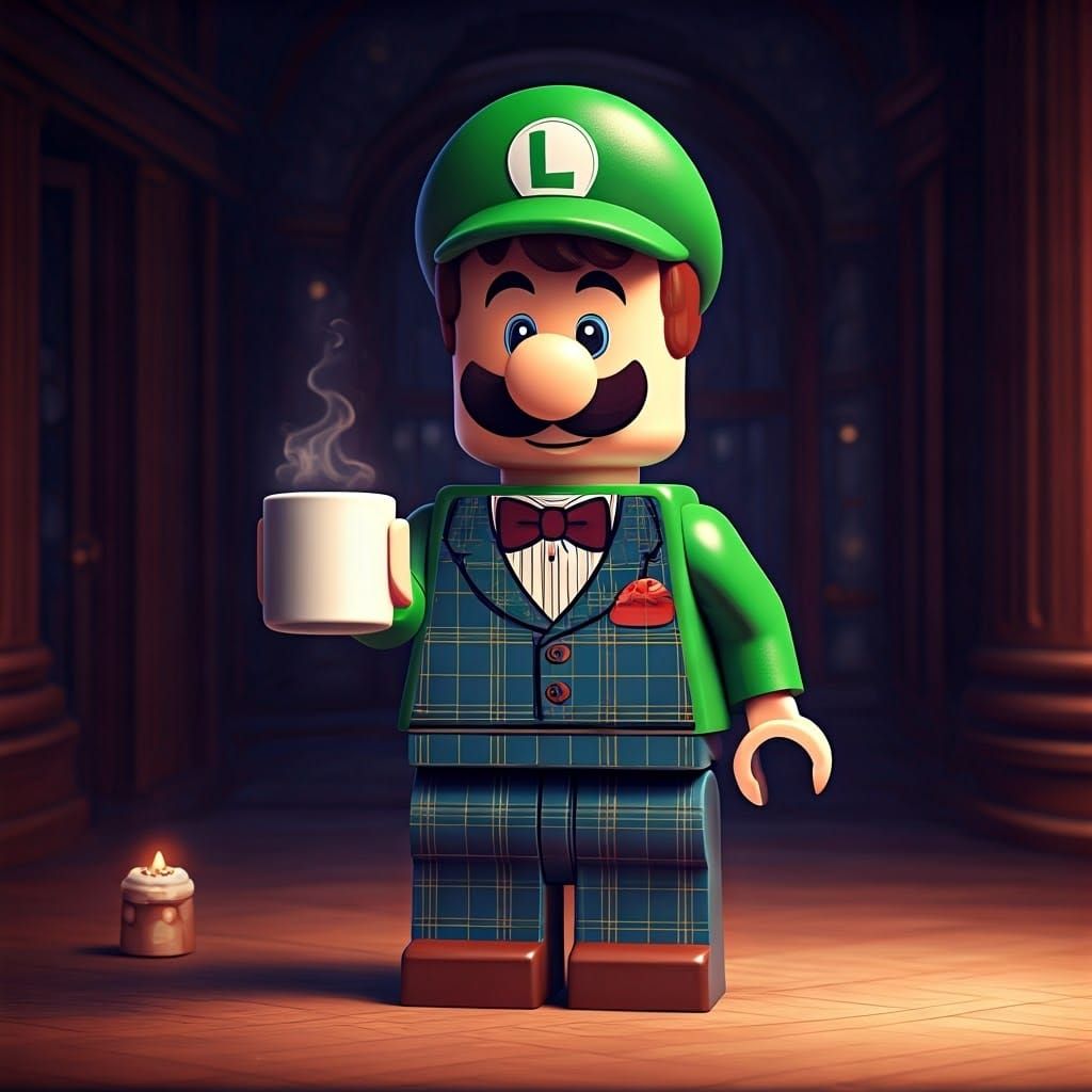 Luigi Drinking Hot Chocolate