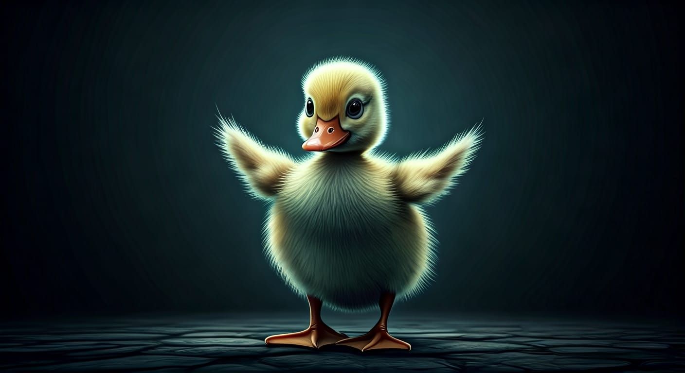 Expressionistic Duckling Dance in Haunting Art Style