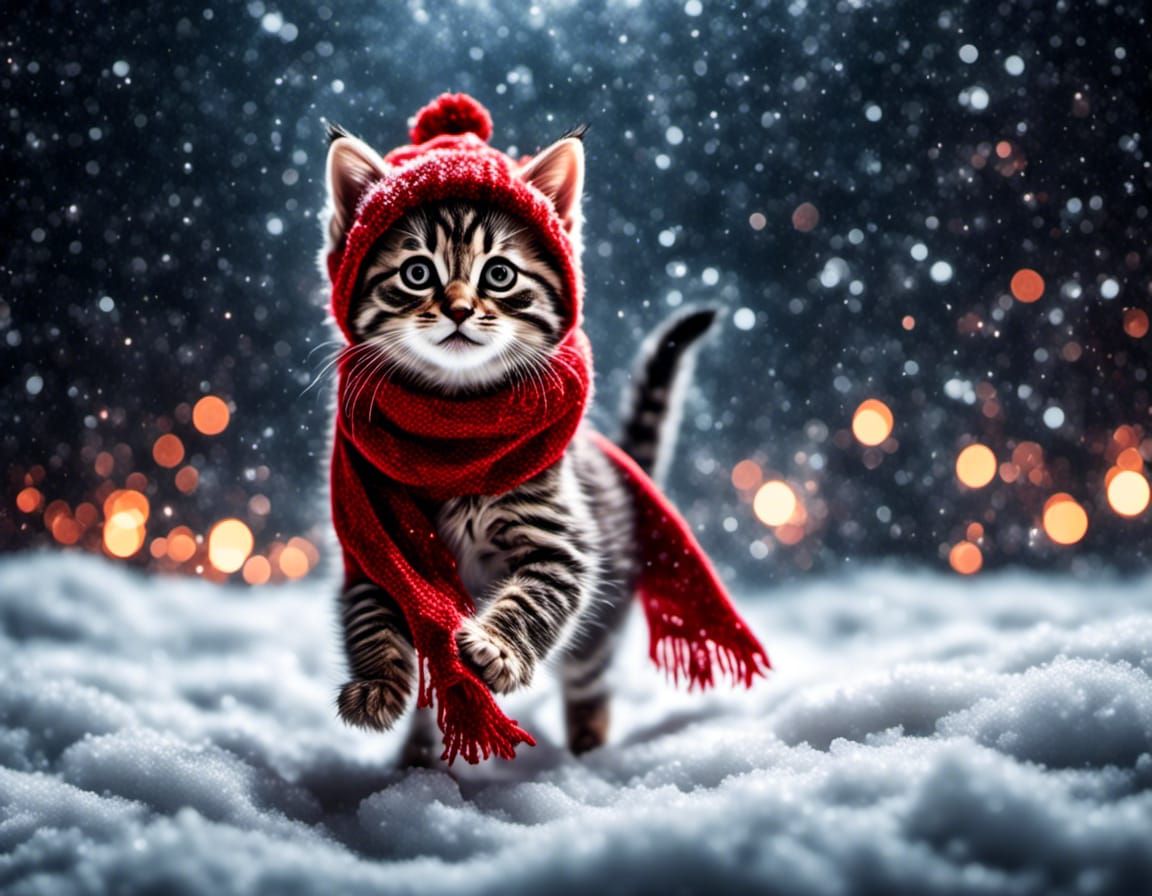 Kitten's Winter Wonderland: A Magical Glowing Photograph