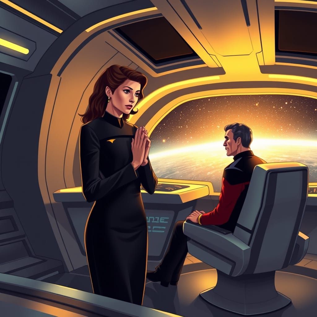 Empathetic Betazoid Counselor on the Enterprise Bridge