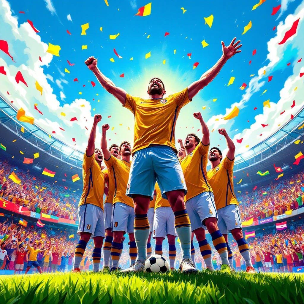 Triumphant Soccer Team Celebrates Victory on the Field
