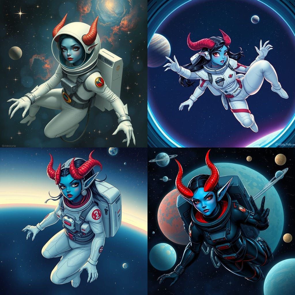 Tiefling Astronaut on a Spacewalk