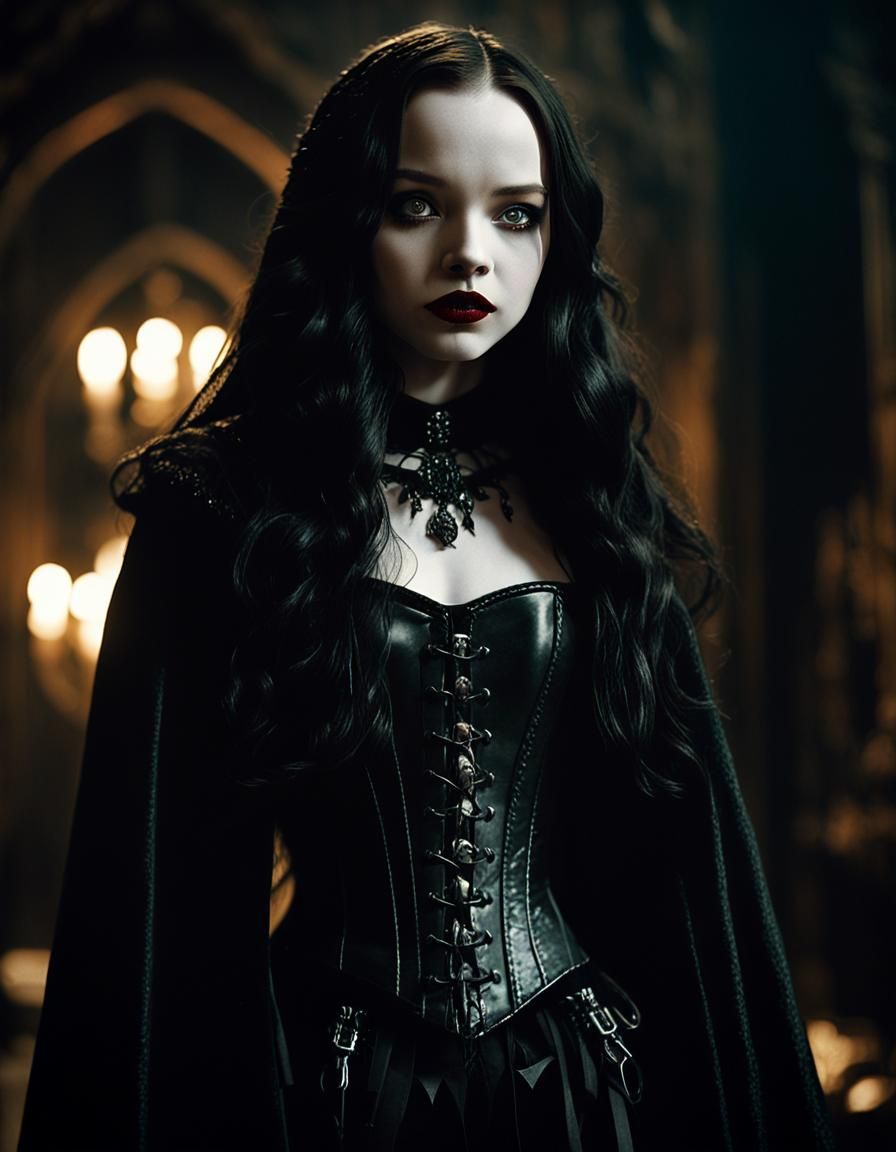 Gothic Vampire Adventuress in Moody, Cinematic Style