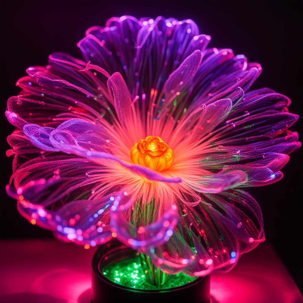 Glowing 80s Fiber Optic Flower Lamp Photography