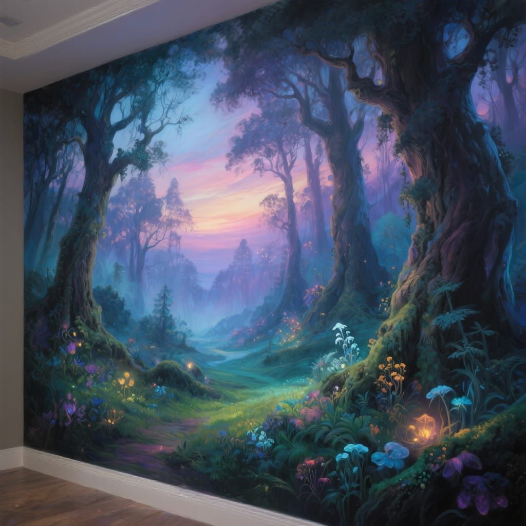 Enchanted Forest Twilight: Airbrushed Fantasy Landscape