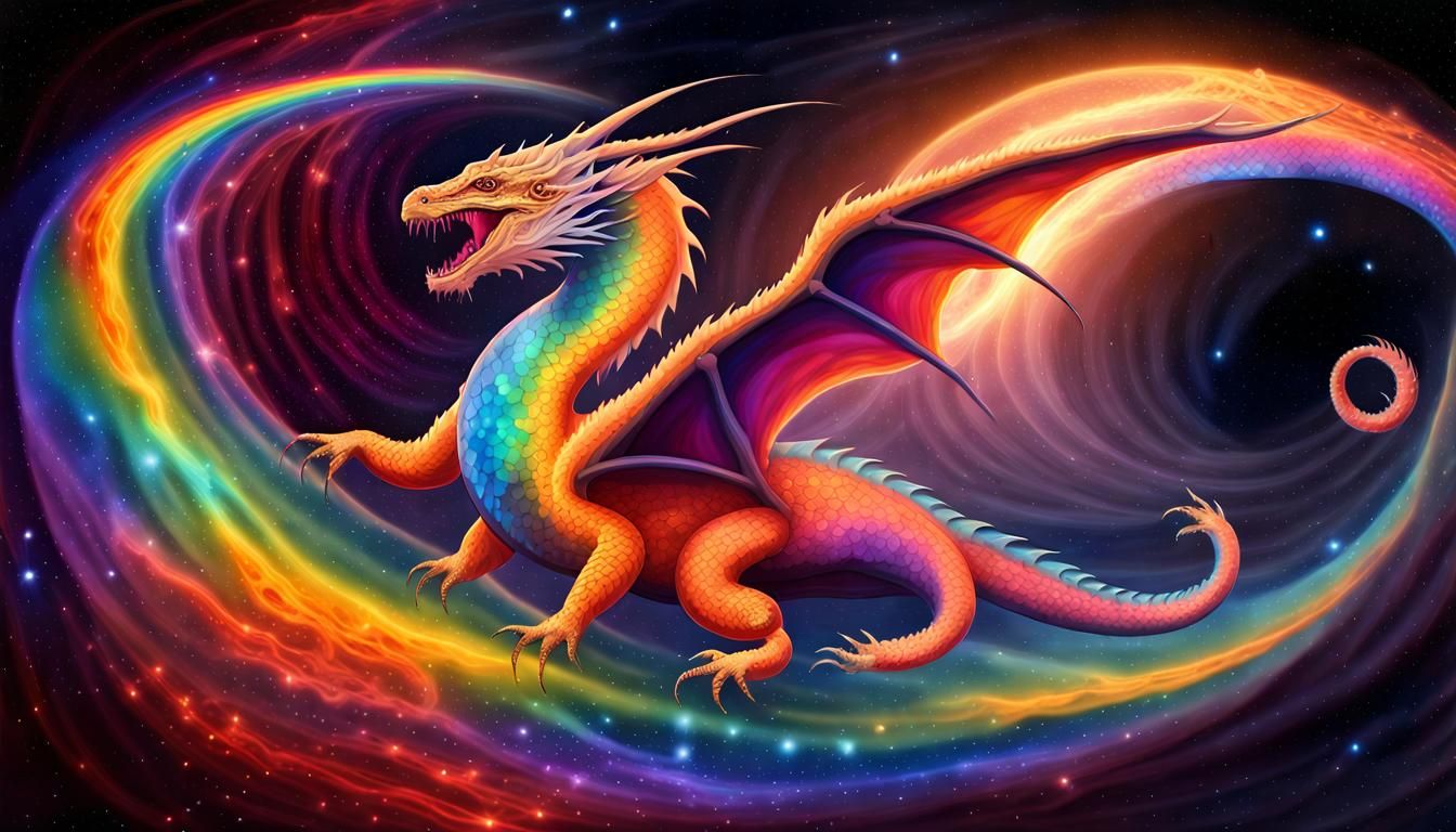 Cosmic Rainbow Dragon in Star-Formation Nebula