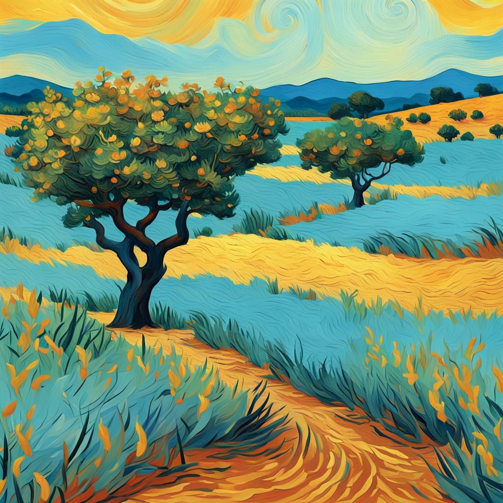 African Landscape in Van Gogh Style
