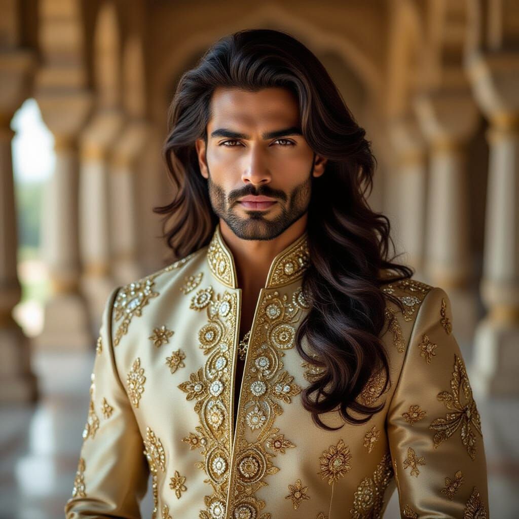 Indian Man in Mughal Palace, Editorial Photography