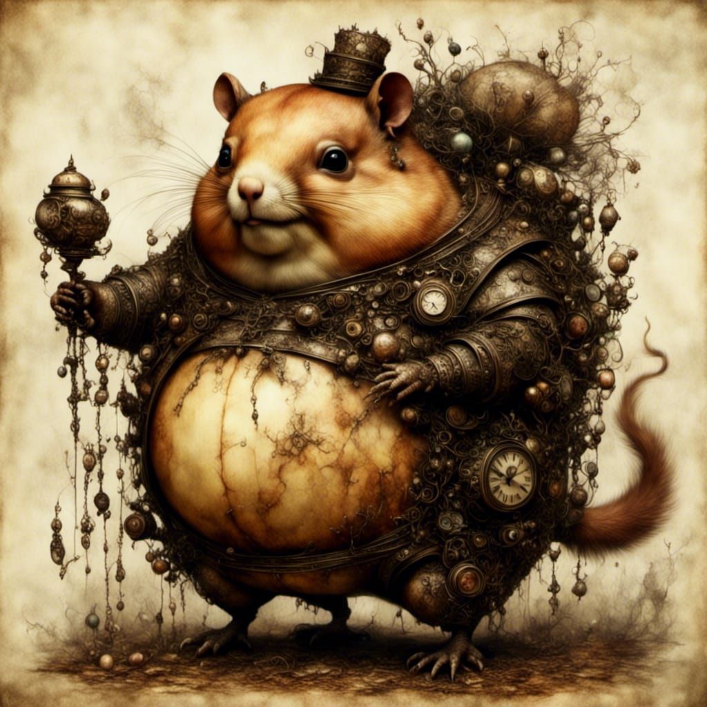 Obese Potato BearSquirrel Portrait: Cursed Digital Art